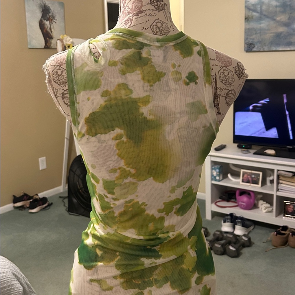 NWOT Ottolinger Green Tie-Dye Maxi Dress - Picture 6 of 6